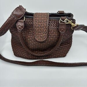 Vintage Elegant Brown Woven Leather Handbag